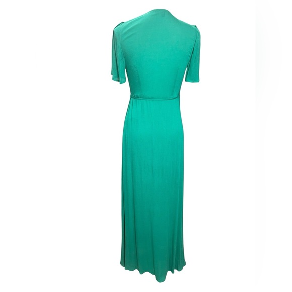 Lulus Green Maxi Wrap Dress Small Flutter Sleeve Deep V Tie Waist Bohemian - Picture 5 of 13